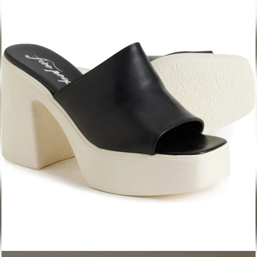 FREE PEOPLE 'Zoe' Platform Slide Sandal in Black Size 10